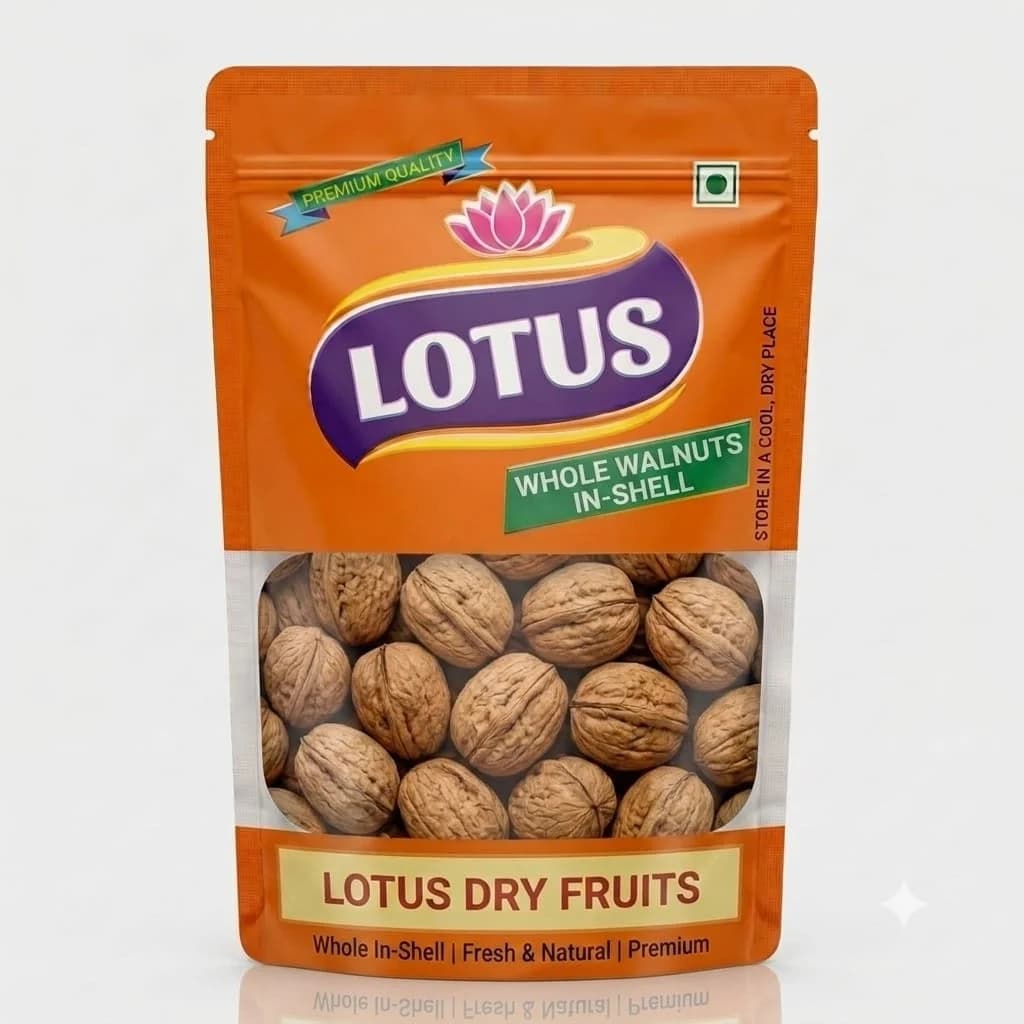 Lotus mart Kashmiri Quality In-Shell Whole Walnuts | Fresh & Natural | Premium Akhrot 500gm